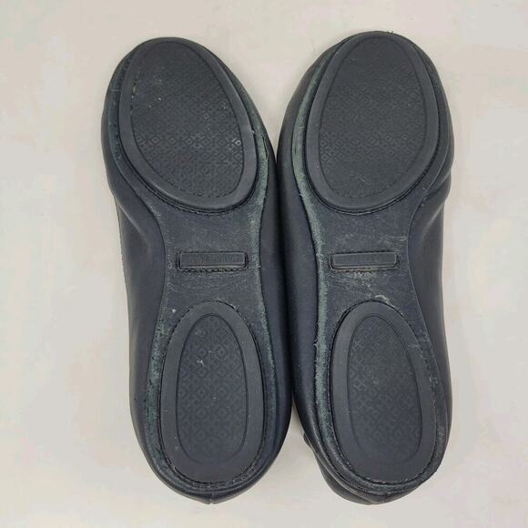 Tory Burch Flats Womens 7M Black Leather Minnie Ballet Comfort Double T Sip On - Picture 12 of 13